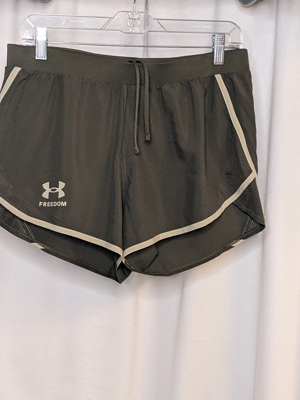 Under Armour Freedom Women's Olive Green Running Shorts with Contrast Trim